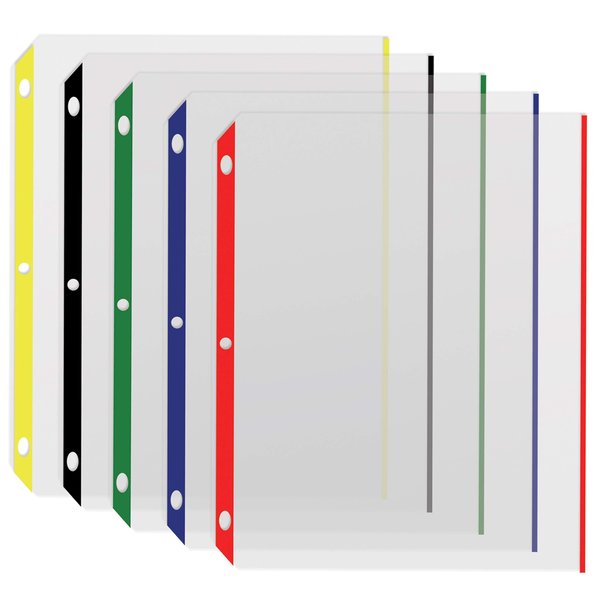 Better Office Products Sheet Protectors, Color Coded Edge, 8.5in. x 11in. 5 Assorted Colors, 100PK 81910